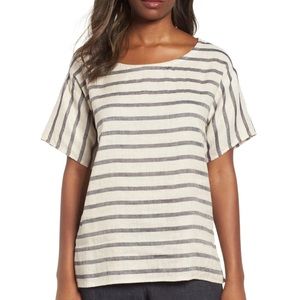 Eileen Fisher Striped Linen & Organic Oversize Top